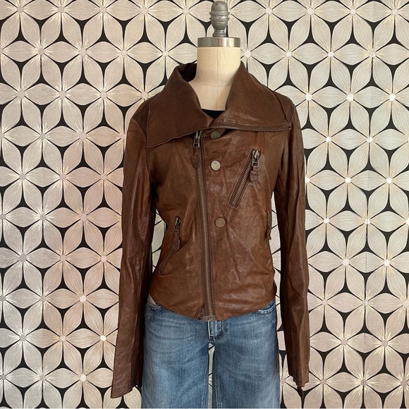 Danier Vintage Leather Moto Jacket - Picture 1 of 7